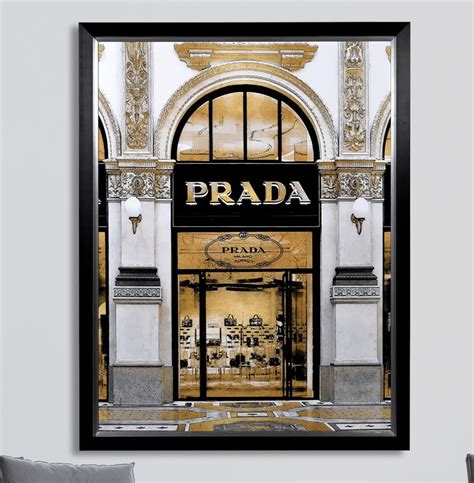 large framed store entrance print prada